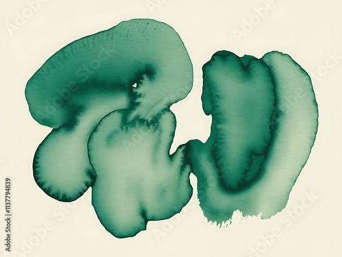 A vibrant green watercolor stain on a white background, showcasing soft, irregular, and flowing shapes, abstract watercolor hand painted background, abstract watercolor hand drawn, abstract watercolor