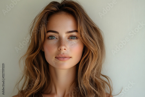 Wallpaper Mural A stunning young woman in her thirties with long, thick and healthy hair representing natural beauty and hair care, with a soft minimalistic background highlighting her features


 Torontodigital.ca