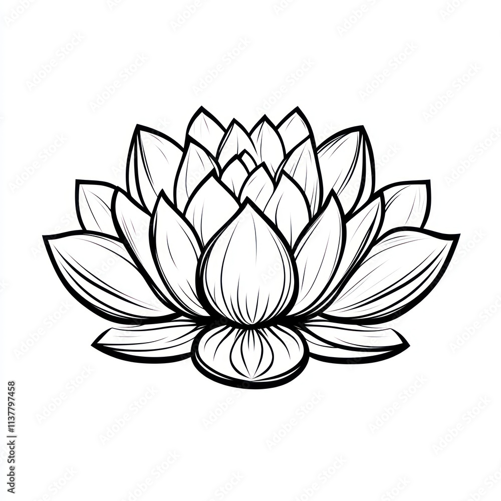 Obraz premium Line art drawing of a lotus flower. (2)
