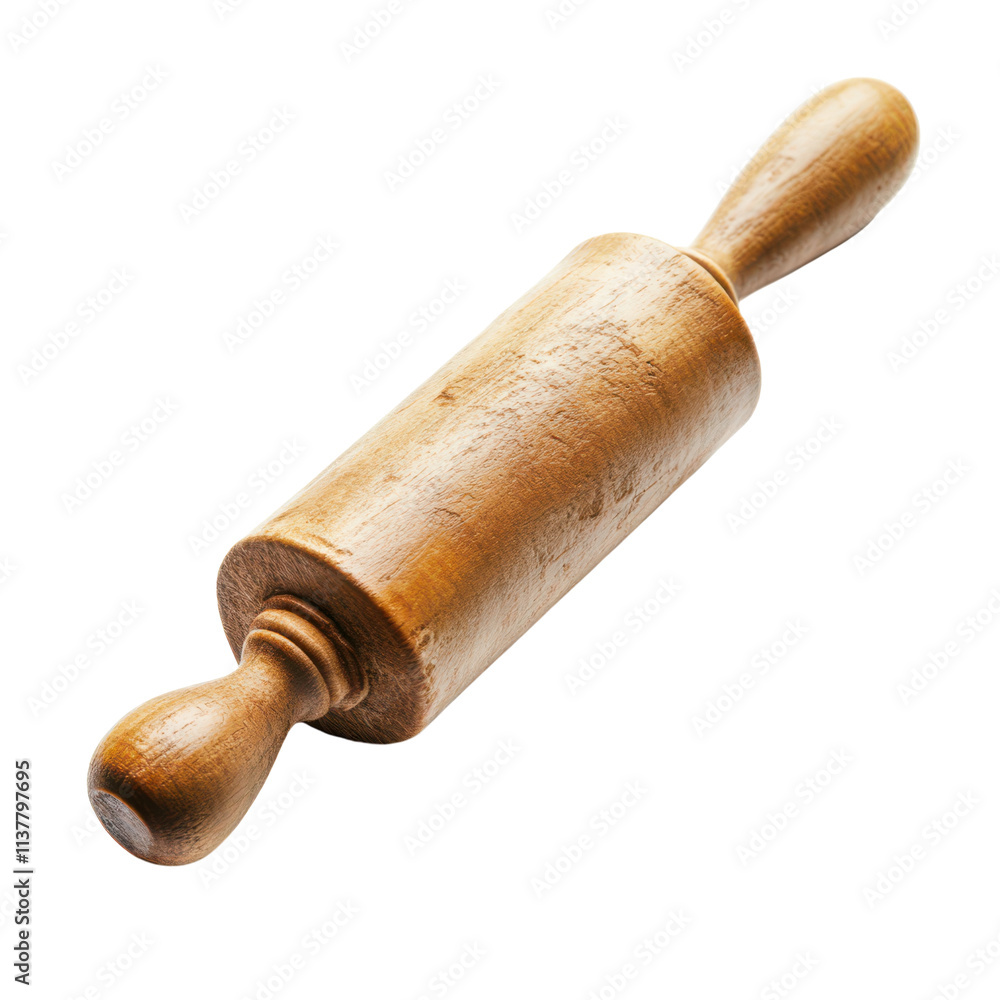 Fototapeta premium Rolling Pin on a White Background for Baking Use Transparent Background