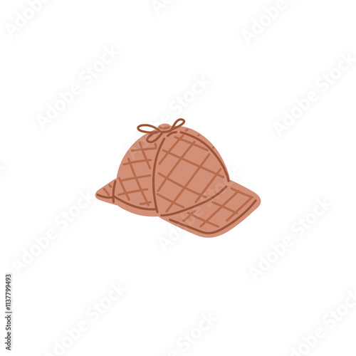Vector illustration of detective hat on isolated background.