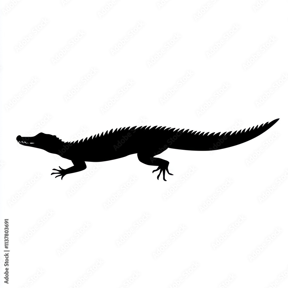 Black silhouette of a crocodile. (1) Black silhouette of a crocodile. (1)