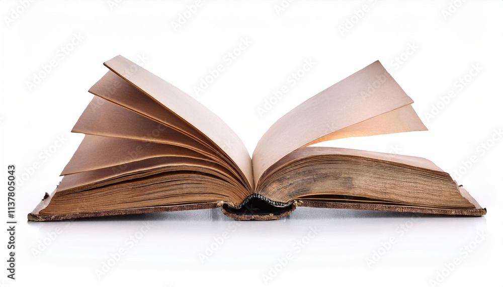 Obraz premium Old book open isolated on white background
