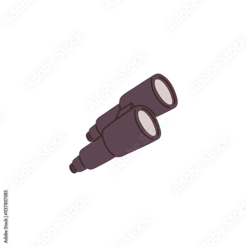 Binocular vector flat icon, cartoon outdoor optical device, camping or hunting equipment, observation or navigation tool