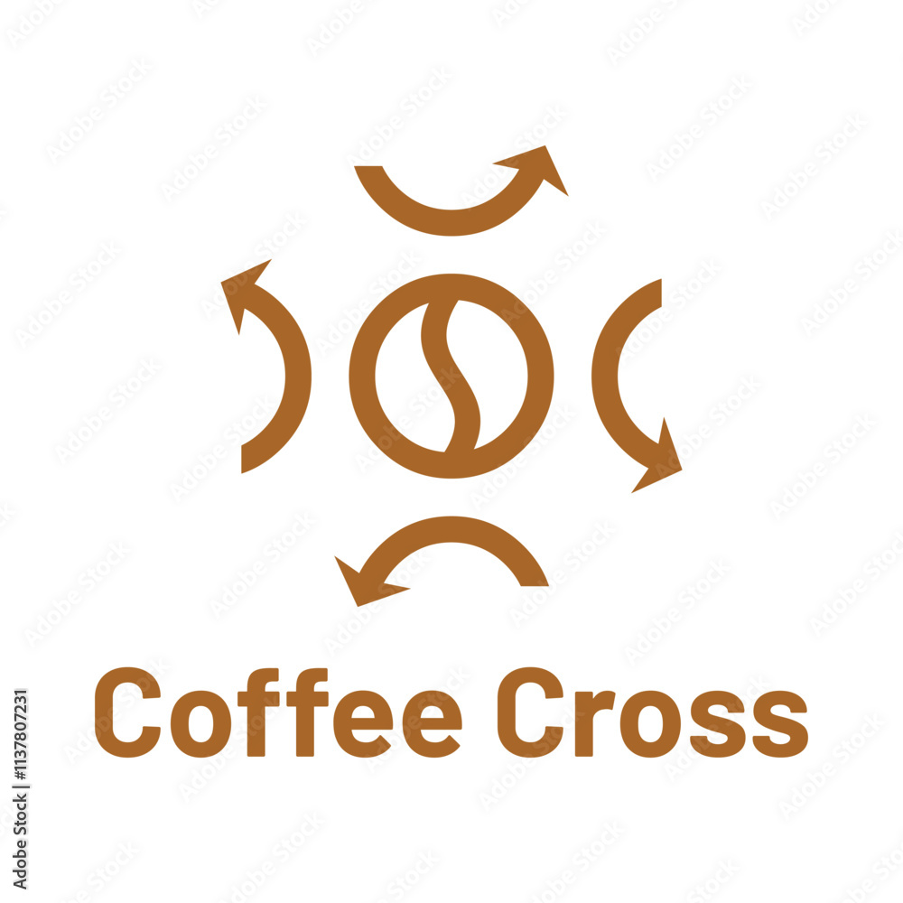 Obraz premium coffee cross flat minimalist logo design
