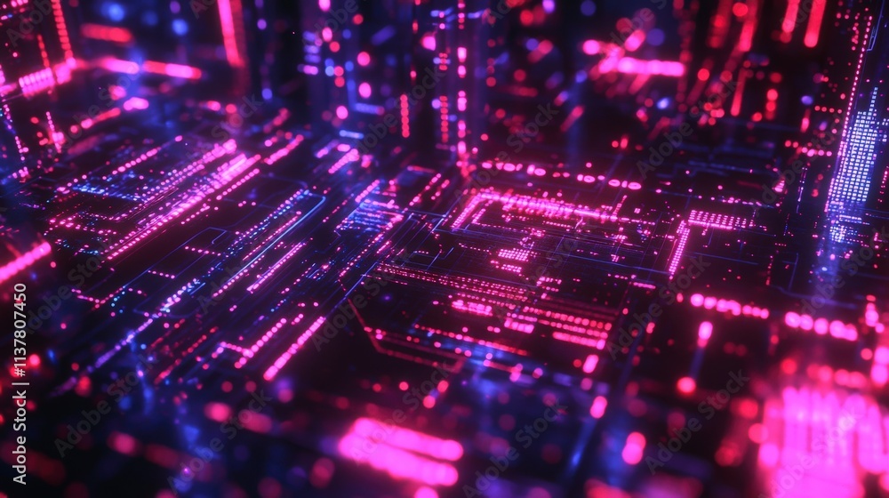 Digital circuitry design showcase virtual space abstract art neon environment futuristic view technology concept Digital circuitry design showcase virtual space abstract art neon environment futuristic view technology concept