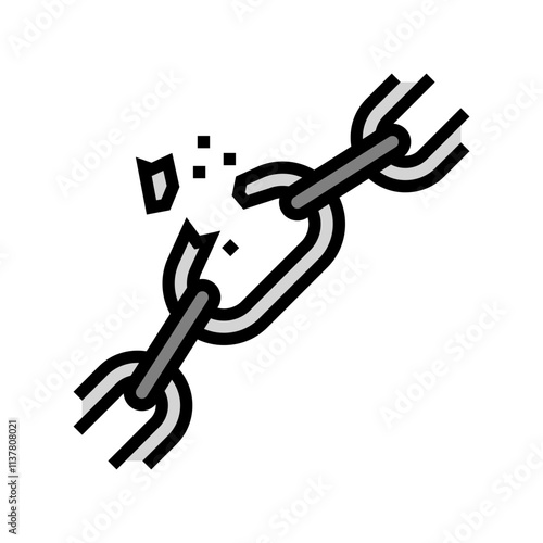 broken chain link fracture color icon vector. broken chain link fracture sign. isolated symbol illustration