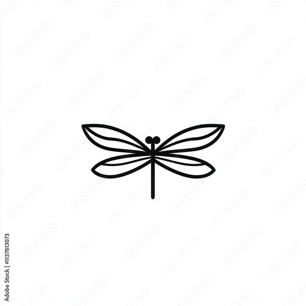 Simple line art drawing of a dragonfly. Simple line art drawing of a dragonfly.