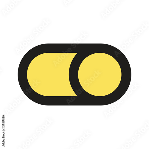 The image shows a minimalistic yellow toggle switch graphic commonly used in digital interfaces.