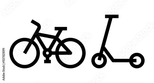 Bike and scooter icon. Concept of sustainable transport.