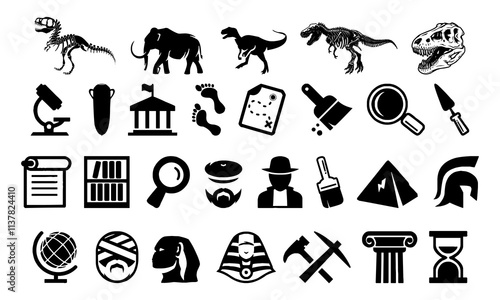 Dinosaur fossils and old tribe icon