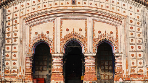 Stunning side view of Krishna Chandraji's Temple highlighting its terracotta craftsmanship, Guptipara, Hooghly, West Bengal, India. photo