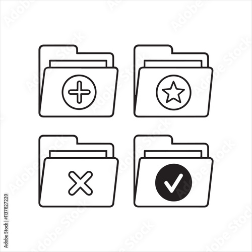 Folders flat line icons set

