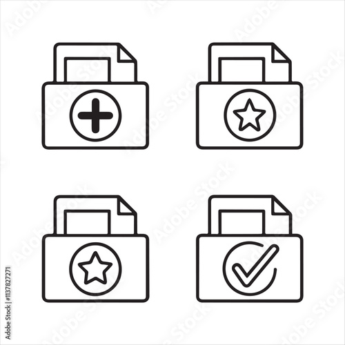 Folders flat line icons set
