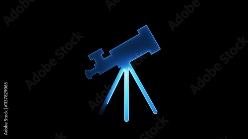 telescope in highlight and glowGlowing neon line Telescope icon isolated on black background.Astronomical telescope scientific instrument for exploring and discovering. 4k photo