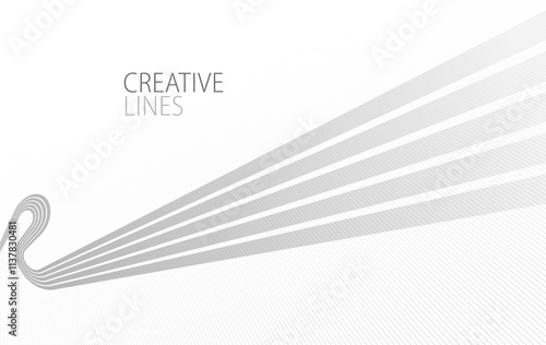 Wave lines in 3D perspective vector abstract background with smooth gradient of light grey and white monochrome colors, easy relaxing motion.