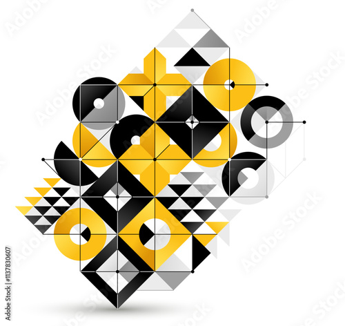Abstract geometric vector background isolated, tech style engine looks like composition, innovate technology data information concept.