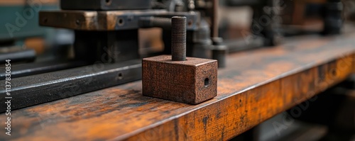 material science concept. A close-up of a structural beam undergoing bending tests to evaluate its flexural strength photo