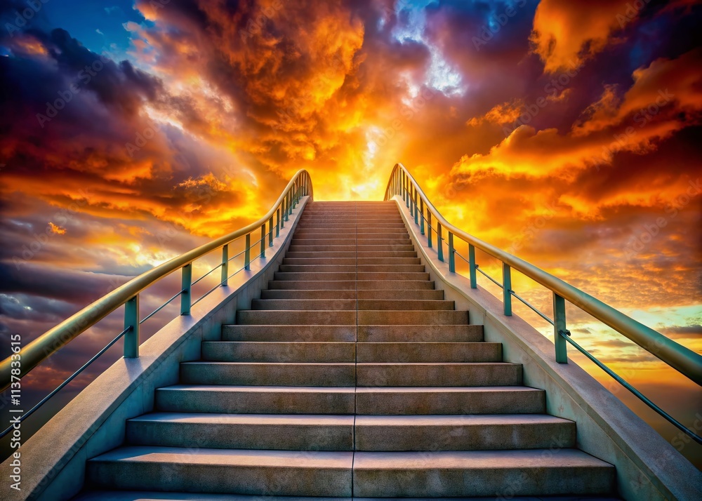 Fototapeta premium Stairway to Heaven: Ambitious Cloudscape Photography - Epic Mountain Ascent