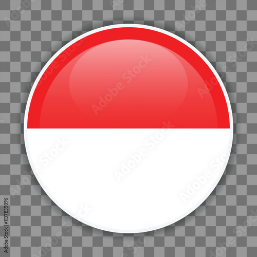 Indonesian flag icon on checkered background. Icon for mobile apps, UI or web design