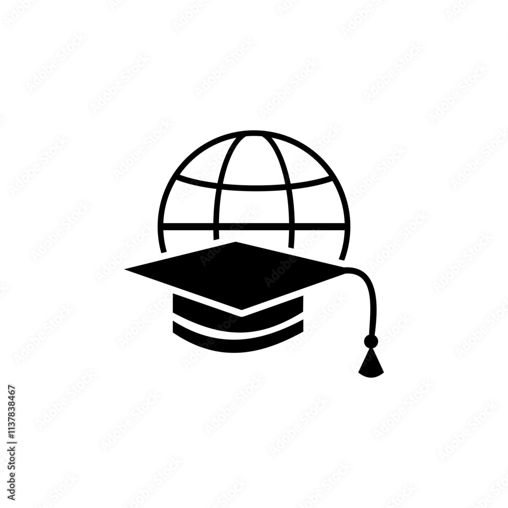 Fototapeta premium Graduation Hat icon logo vector. Education, Study and school logo icon symbols