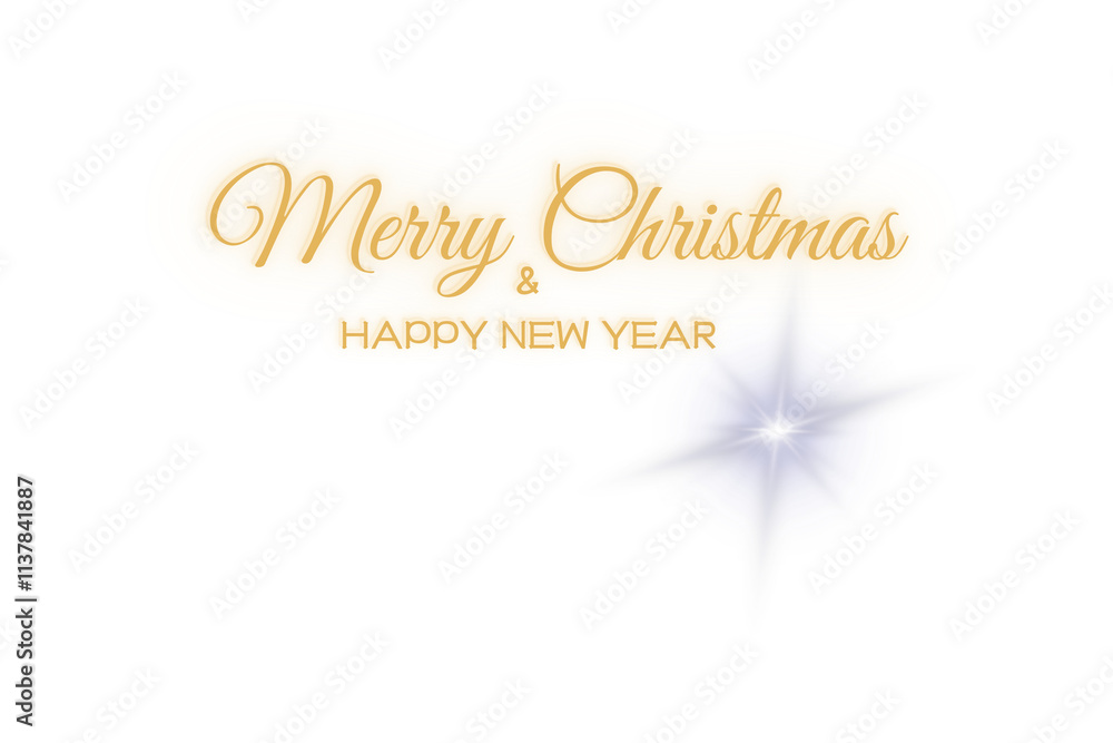 Życzenia Merry Christmas & Happy New Year 2025, piękny napis bez tła,