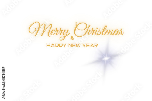 Obraz na płótnie Życzenia Merry Christmas & Happy New Year 2025, piękny napis bez tła, w salonie