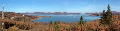 Panoramic view of artificial Lake Plastiras (Prefecture of Karditsa, Thessaly, Greece)