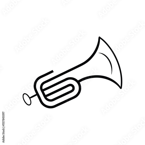 a black and white line drawing of a trumpet