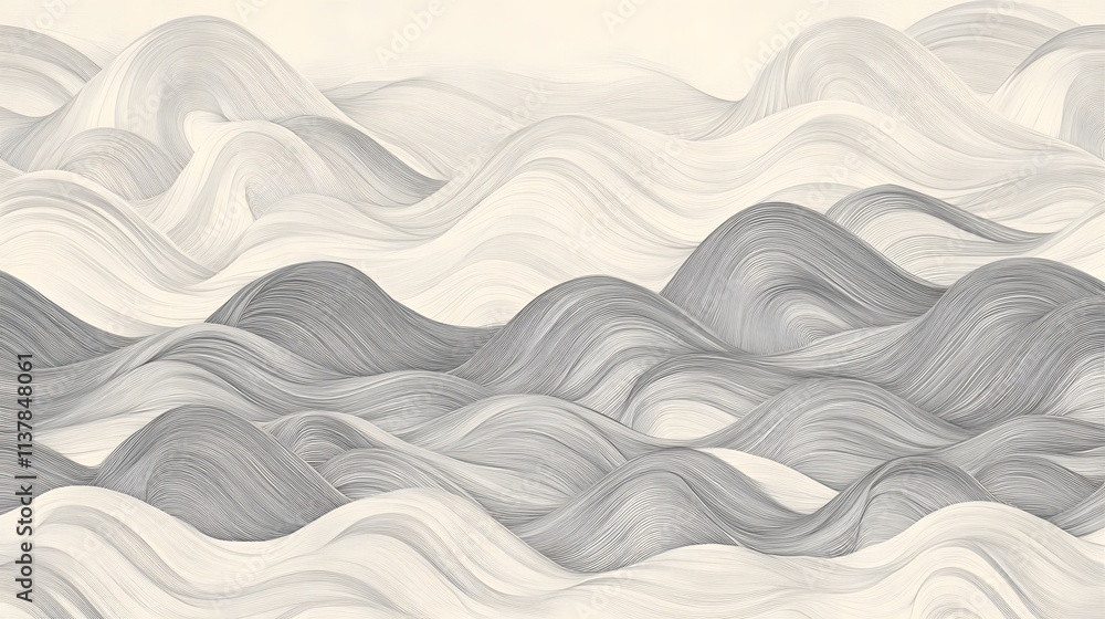 Obraz premium Neutral Wave Patterns: Calm Background in Warm Greys
