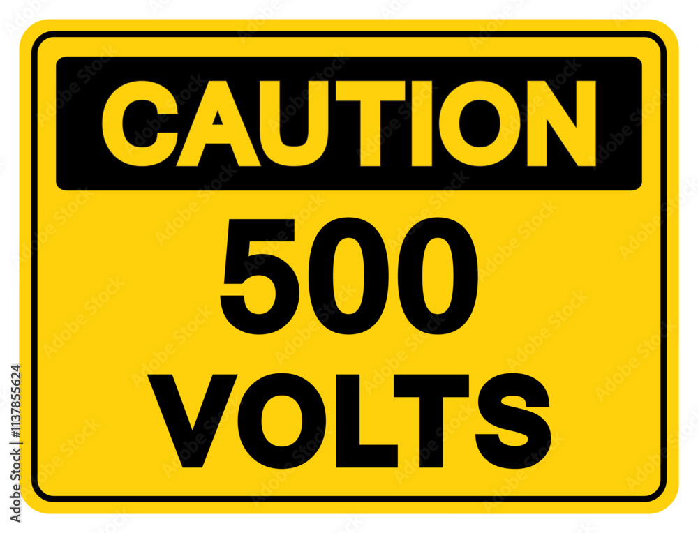 Fototapeta premium Caution 500 Volts Tag Symbol Sign,Vector Illustration, Isolate On White Background Label. EPS10
