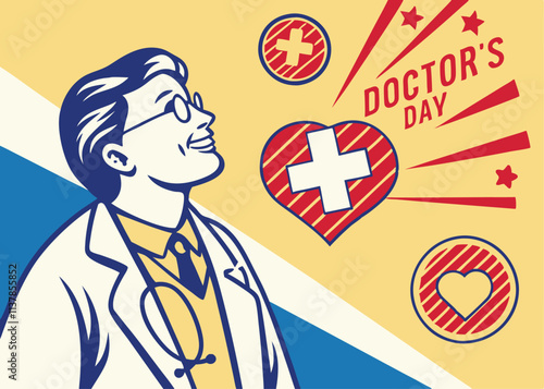 flat vector illustration of doctor's day with stethoscope