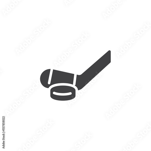 Hockey stick and puck vector icon