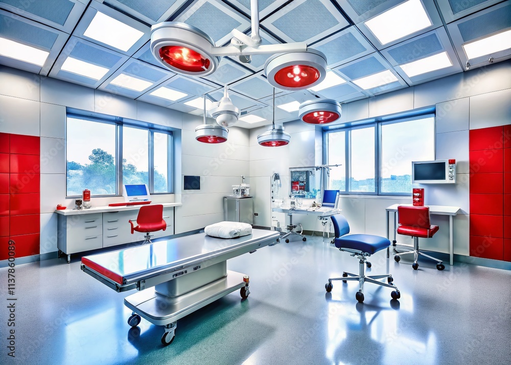 Fototapeta premium Surgical Precision: Architectural Photography of Modern Operating Rooms & Medical Symbols