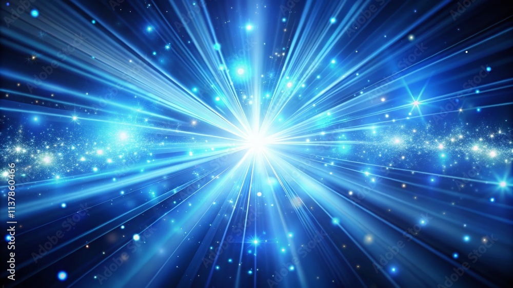 Obraz premium Surreal Abstract Background with Looping Light Rays and Blue Optical Lens Flares Creating a Dreamlike Atmosphere in 4K Resolution