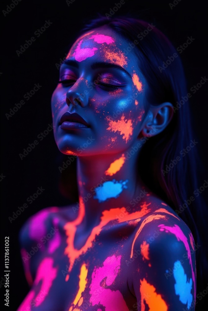 Fototapeta premium Futuristic Woman Against a Pitch
