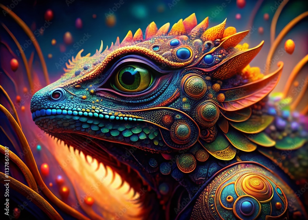 Obraz premium Surreal Animal Henna Art: Mystical Wildlife Body Painting Designs