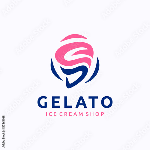 Italian ice cream logo design template. Minimalist ice cream shop creative vector symbol.