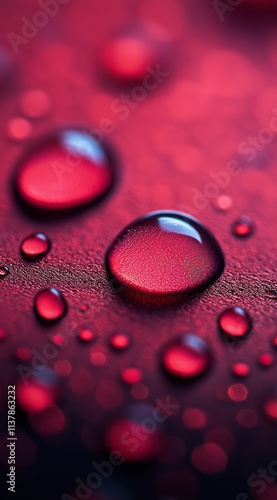 Close-up of water drop surface on red drink glass,Red close-up macro drink water drop surface,Water droplets on a glass of red cold drink for background and texture photo