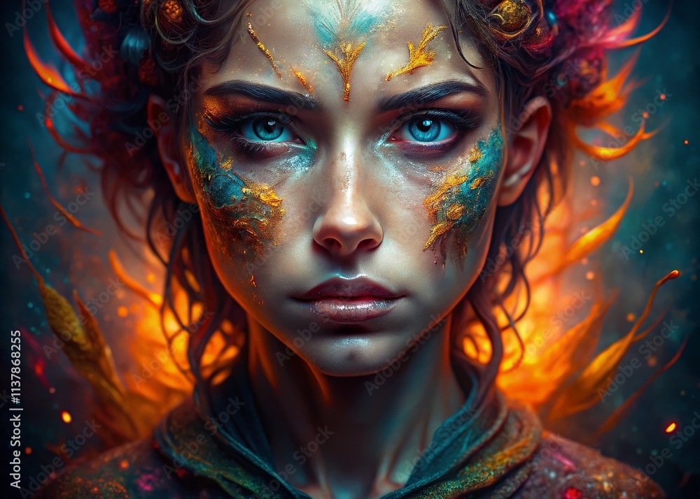 Naklejka premium Surreal Gaze: Eyes of Mystery - Ethereal Portrait Photography
