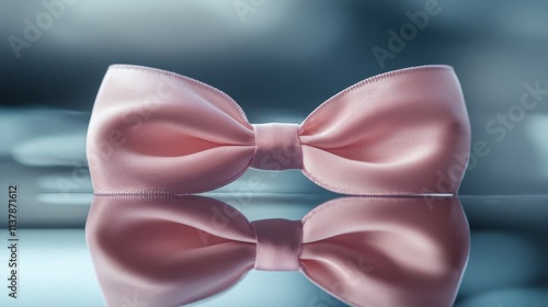 A Pink Bow Tie Reflects Elegantly On A Smooth Surface