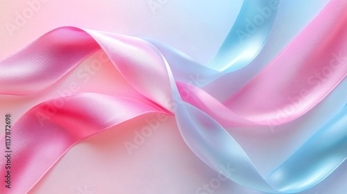 Pastel Pink and Blue Silk Ribbons Swirl Design