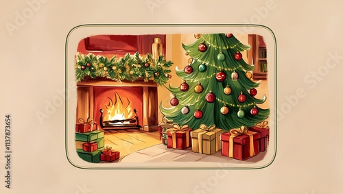 Cartoon Christmas Background, Christmas theme illustration Frame Design 