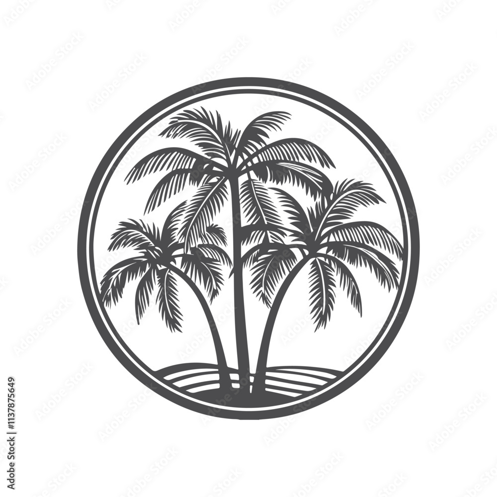 Fototapeta premium palm tree silhouette vector illustration outline art logo