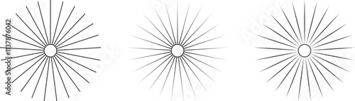 Abstract illusion geometric radial circle lines. Spokes with radiating stripes. Editable stroke.