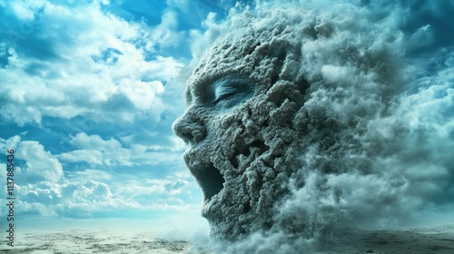 Surreal representation of human emotion through clouds.