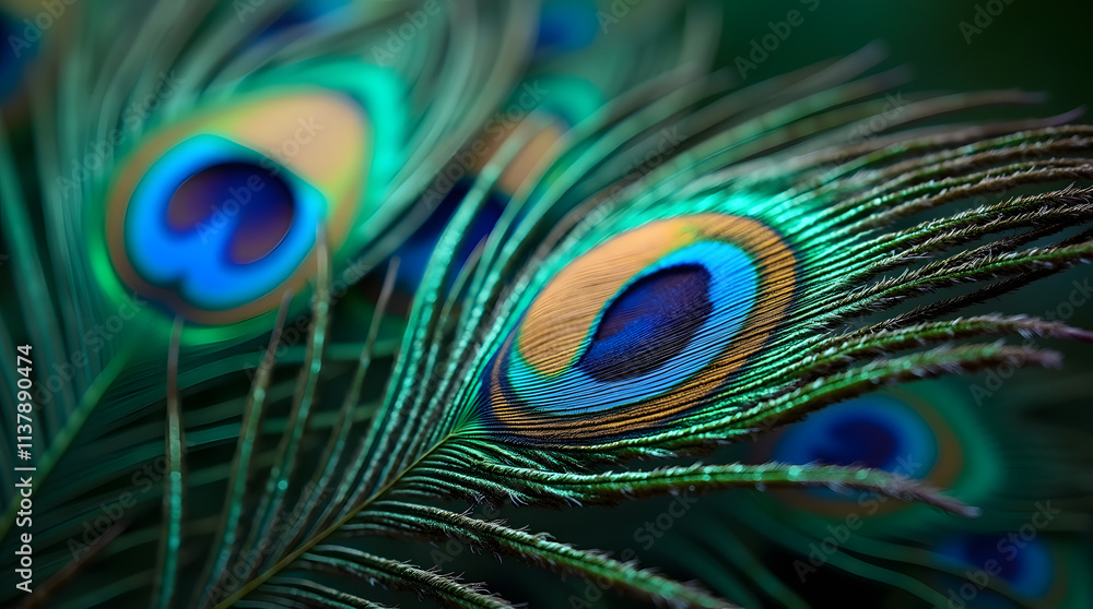 Obraz premium Vibrant Peacock Feather Close-Up