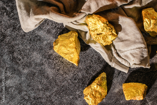 Natural gold nugget with dark background