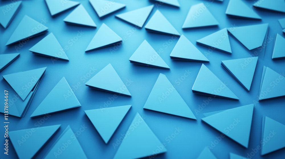 Fototapeta premium Triangular shapes in vibrant blue background create dynamic visual effect