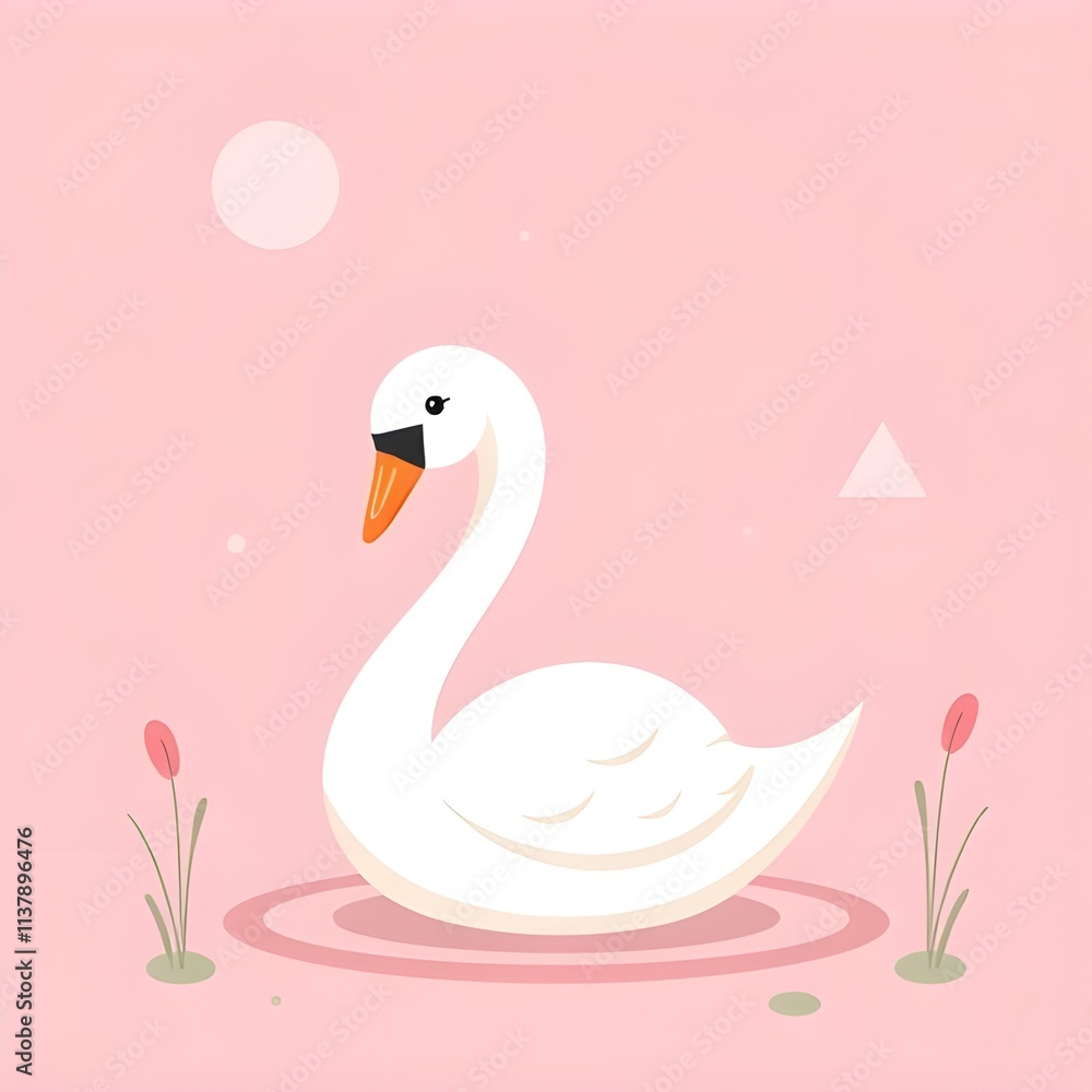 Obraz premium Harmonious Forms: Swan in Pink Bliss